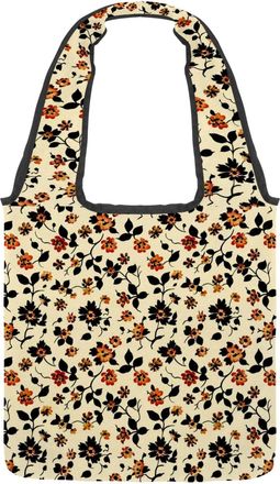 Generic Retro Florals Reversible Canvas Shoulder Tote - Double-Sided Print, 12oz Cotton, 27cm Drop, Fold-Flat Bag for Travel, Shopping, Street Outings