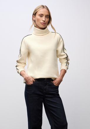 Street One Sweatshirt STREET ONE, Damen, Gr. 42, soft beige, Sweatware, Obermaterial: 60% Baumwolle, 40% Polyester, unifarben, bequem h&uuml;ftbedeckend, Rundhals, Fl