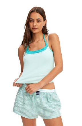 Cotton On Womens Double Layer Cami in Hazy Mint Aqua Dream at Nordstrom, Size X-Small