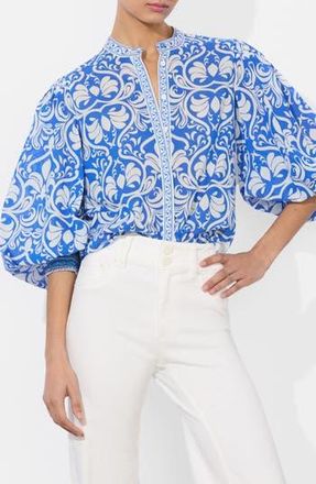 Alice & Olivia April Print Shirt in Soiree Trueblue at Nordstrom Rack, Size X-Small