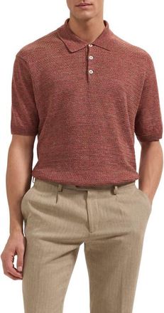 Bugatchi Linen Polo Sweater in Sienna at Nordstrom, Size Xx-Large