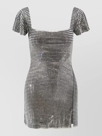 Self Portrait rhinestone tulle mini dress