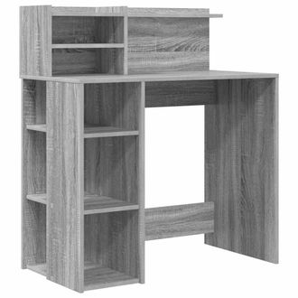 Berkfield Home Desk with Storage Grey Sonoma 90x48x101.5 cm Engineered wood