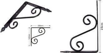 Trade Shop Trade Shop - Set 2 Pz Reggimensola Supporto Staffa Angoliere Fantasia 190x140 Mm Nera 91277