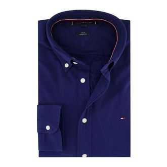 Tommy Hilfiger Overhemden, Heren, Blauw, L, Katoen, TH Flex Regular Fit Flanellen Overhemd