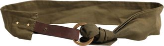 Ermanno Scervino Womens Army Green Cotton Round Buckle Waist Belt Waxed