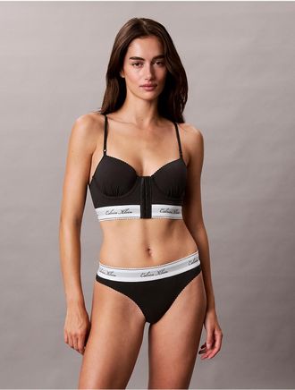 Calvin Klein Womens Icon Cotton Modal Script Thong - Black - XL