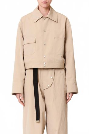 Plan C Tech Twill Crop Jacket In Sand
