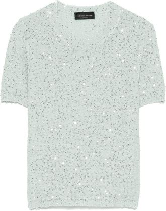 Roberto Collina T-shirt con paillettes - Verde