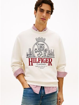 Tommy Hilfiger Mens Embroidered Crest Logo Sweatshirt - White - XXL