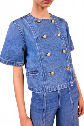 Ulla Johnson Serge Short Sleeve Jacket In Danube