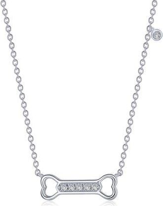 Lafonn Simulated Diamond Dog Bone Pendant Necklace in White at Nordstrom Rack, Size 20