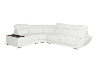 Vente-Unique Vente-unique - Divano Angolare In Pelle Bianco - Angolo A Sinistra - Nahia