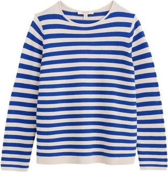 Seasalt Cornwall Makers Stripe Rib Organic Cotton Sweater in Knit Mini Cornish Ink Chalk at Nordstrom, Size 12 Us