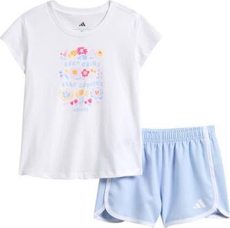 adidas Kids Graphic T-Shirt & Shorts Set in White at Nordstrom, Size 4T