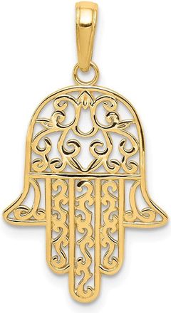 Diamond2Deal 14k Yellow Gold Filigree Chamseh Pendant
