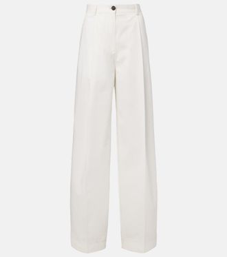 Toteme Pleated cotton wide-leg pants