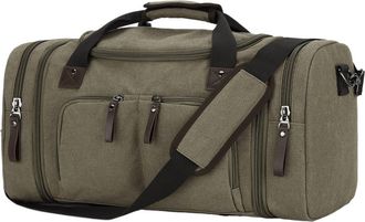 Generic Compatible For Capacity Training Fitness Sports Gym Bags Expandable Handbag Travel Overnight Weekend(Khaki)