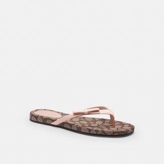 Coach Bow Flip Flop In Signature Jacquard