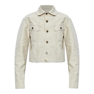 Maison Margiela Denim Jackets, female, Beige, Size: XS Vintage-Effect Denim Jacket