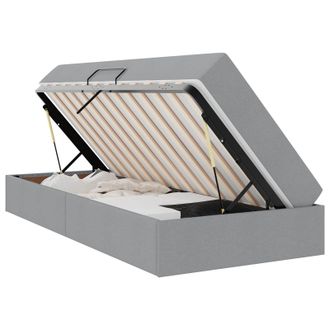 vidaXL Letto Con Contenitore E Materasso Grigio Chiaro 90 X 200 Cm Vidaxl