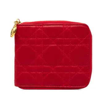 Dior Red Color Leather Wallet (Bi-Fold) (Pre-Owned)