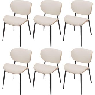 Hhg [NON UTILIZZATO] Set di 6 sedie da pranzo HHG-233, sedia, ecopelle in legno curvato 280g/m&sup2; Oeko-Tex MVG, naturale, bianco