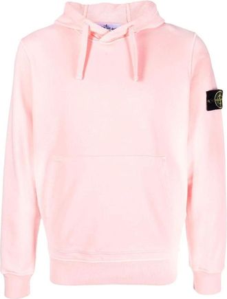 Stone Island Garment Dyed Popover Hoodie Pink 101564151-V0080