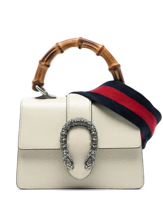 Gucci Borsa a tracolla Dionysus mini in pelle e bambù con decorazione Web 2016-2025 - Bianco
