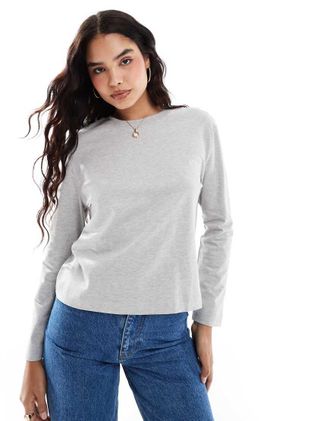 Selected oversized top in gray