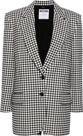 Moschino gingham-check single-breasted blazer - women - Cotton/Elastane/Silk/Polyamide/Acetate - 36 - Black