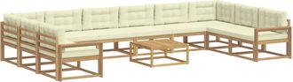 vidaXL Set Di Divani Da Esterno 11 Pz Bianco E Crema Vidaxl