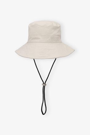 Ganni Ivory Bucket Hat in Egret Size Medium/Large Organic Cotton Womens