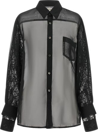 Comme Des Gar&ccedil;ons Semi-Transparent Lace Double Sleeve Shirt - Black