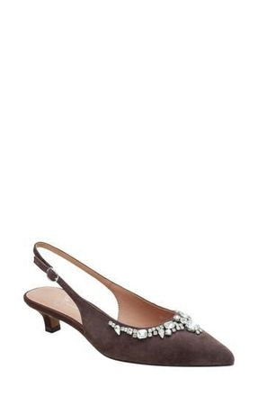 Linea Paolo Crystal Embellished Slingback Pump in Chocolate at Nordstrom Rack, Size 11
