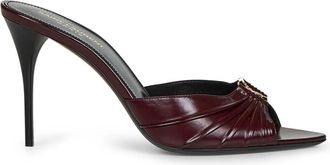 Saint Laurent Bordeauxleren Stiletto Sandalen - Dames - Muiltjes - Rood - 40 EU - Leer - Schoenen