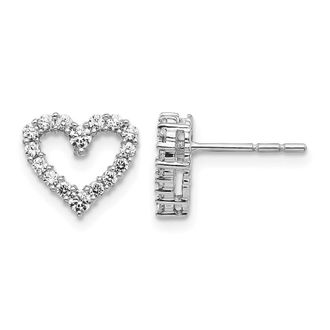 Diamond2Deal 10K White Gold 1/2 ct Lab Grown Diamond Heart Stud Earrings VS Clarity, G-H Color
