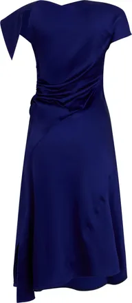 Victoria Beckham Womens Dress With Knot Detail Bright Indigo Acetate