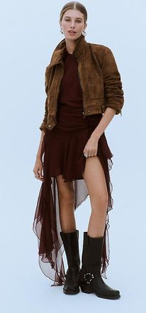 Bardot Ivana Georgette Ruffle Asymmetric High-Low Mini Dress