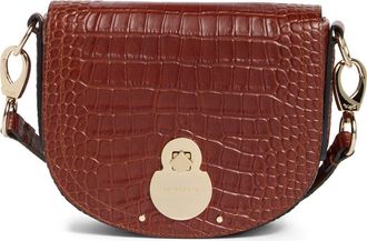 Longchamp Cavalcade Croc Embossed Small Crossbody Bag in Cognac at Nordstrom Rack