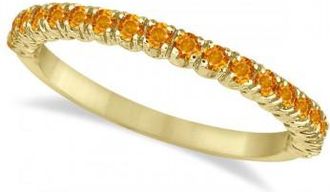 Allurez Half-Eternity Pave-Set Thin Citrine Stack Ring 14k Yellow Gold (0.65ct)