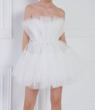 Kikiriki Zoey Layered Tulle Loofa Mini Dress In White