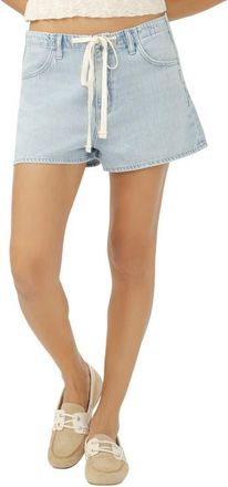 Silver Jeans Co Beach Drawstring Denim Shorts in Moonstone at Nordstrom, Size 32