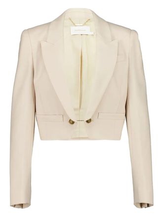 Zimmermann cropped wool blazer - women - Virgin Wool/Elastane - 0 - Neutrals
