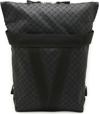 Bottega Veneta Intrecciato Black Rubber Backpack (Pre-Owned)