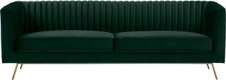 Rendez-Vous D&eacute;co Sof&aacute; de 3 plazas en terciopelo verde oscuro