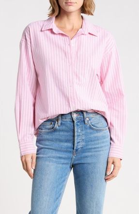 Beach Lunch Lounge Cidney Oversize Cotton Button-Up Shirt in Pink Fluff at Nordstrom, Size X-Small