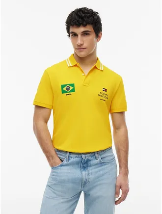 Tommy Hilfiger Mens Regular Fit Brazil Soccer Polo - Vivid Yellow - XXL