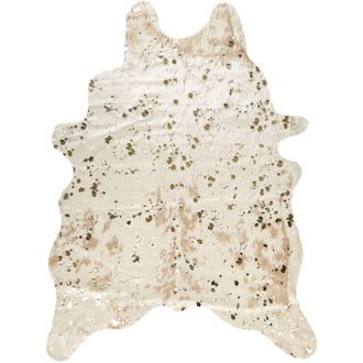 Beliani Tappeto in pelle bovina beige con accenti dorati 150 x 200 cm moderno rustico Bogong