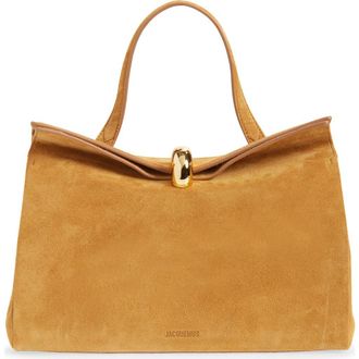Jacquemus Le Valerie Suede Top Handle Bag in Camel 830 at Nordstrom